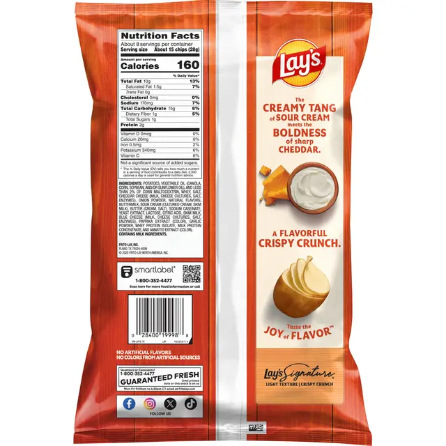 Lay's® Cheddar & Sour Cream Flavored Potato Chips