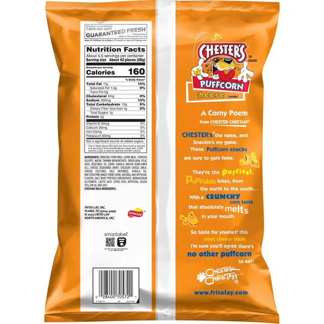 Chester's® Puffcorn Cheese Flavored Corn Snacks